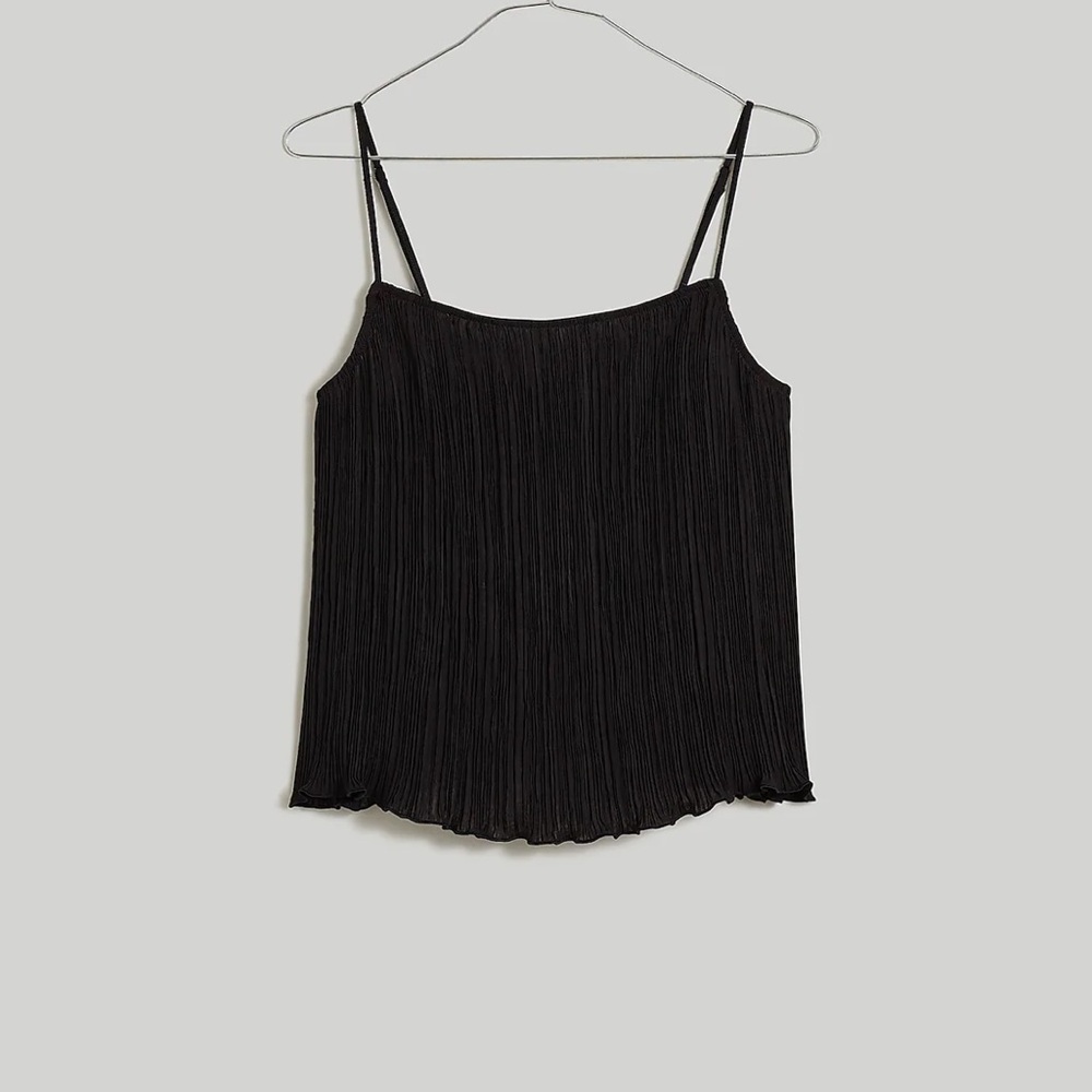NWOT Madewell Plissé Crop Cami Top Black
